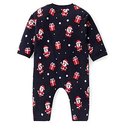 Babyhug Sweater Knit Full Sleeves Winter Wear Romper Christmas Theme - Navy Blue