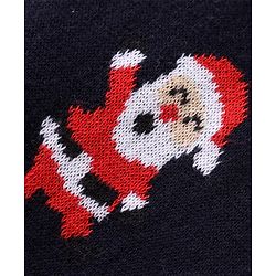Babyhug Sweater Knit Full Sleeves Winter Wear Romper Christmas Theme - Navy Blue