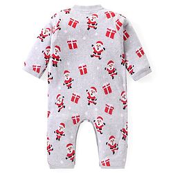 Babyhug Sweater Knit Full Sleeves Winter Wear Romper Christmas Theme - Grey