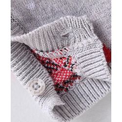 Babyhug Sweater Knit Full Sleeves Winter Wear Romper Christmas Theme - Grey