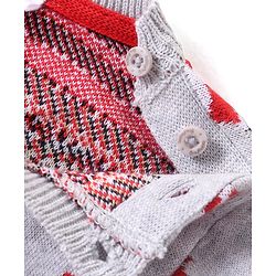 Babyhug Sweater Knit Full Sleeves Winter Wear Romper Christmas Theme - Grey