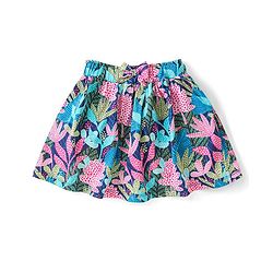 Babyhug Single Jersey Knit  Sleeveless Top & Skirt Set with Leaf Print - Multicolour