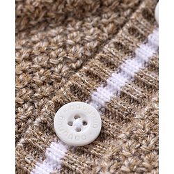 Babyhug Full Sleeves Front Open Cable Knit Hooded Sweater - Beige