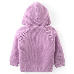 Babyhug Knitted Full Sleeves Front Open Hooded   Sweater with Sequin & Pocket Detailing - Lavender