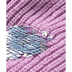 Babyhug Knitted Full Sleeves Front Open Hooded   Sweater with Sequin & Pocket Detailing - Lavender