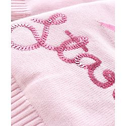 Babyhug Knitted Full Sleeves Front Open Hooded Sweater with Star Design - Pink
