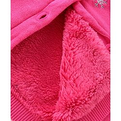 Babyhug Knitted Full Sleeves Front Open Hooded Sweater with Snowflake Design - Fuchisa