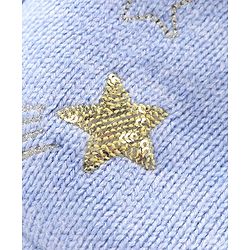 Babyhug Knitted Full Sleeves Front Open Hooded Unicorn Design Sweater - Light Blue