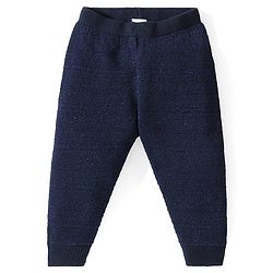 Babyhug Sweater Knit Full Length Solid Pyjama - Navy Blue