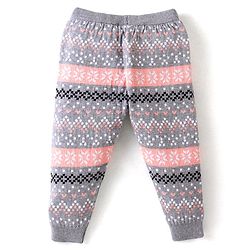 Babyhug Knitted Full Length Regular Fit Designed Woollen Pant - Grey