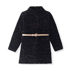 Babyhug Knitted Full Sleeves Woollen Dress - Black