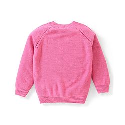 Babyhug Knitted Raglan Sleeves Sweater Set Cable Knit Design Design - Pink