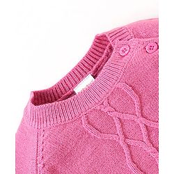 Babyhug Knitted Raglan Sleeves Sweater Set Cable Knit Design Design - Pink