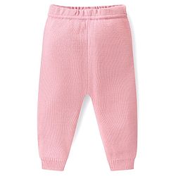 Babyhug Knitted Full Sleeves Sweater Set Stripes & Crown Patch - Pink & White