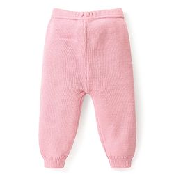 Babyhug Knitted Full Sleeves Sweater Set Stripes & Crown Patch - Pink & White