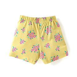 Babyhug Cotton Knit Frill Sleeves Night Suit With Floral Print - Yellow