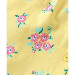 Babyhug Cotton Knit Frill Sleeves Night Suit With Floral Print - Yellow
