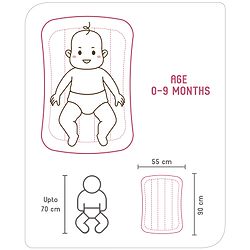 Babyhug Cotton Mattress Set with Mosquito Net Elephant Print - Pink
