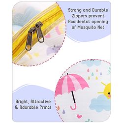 Babyhug Cotton Mattress Set with Mosquito Net Elephant Print - Pink