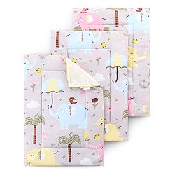 Babyhug Multi Purpose Baby Mat With Rainy Day Theme Print Set Of 3 - Light Beige