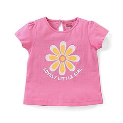 Babyhug Cotton Knit Half Sleeves Top Floral Graphics Pack Of 3 - Pink & Yellow