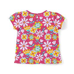 Babyhug Cotton Knit Half Sleeves Top Floral Graphics Pack Of 3 - Pink & Yellow
