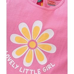 Babyhug Cotton Knit Half Sleeves Top Floral Graphics Pack Of 3 - Pink & Yellow