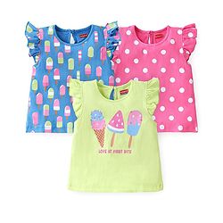 Babyhug Cotton Half Sleeves T-Shirts With Polka Dots & Ice-Cream Graphics Pack of 3 - Multicolor