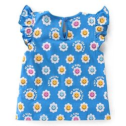 Babyhug Cotton Frill Sleeves Tops With Floral Smiley & Polka Dots Print Pack of 3 - Multicolor