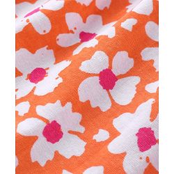 Babyhug Cotton Knit Half  Sleeves Overlap Top with Floral Print & Bow Detailing - White
