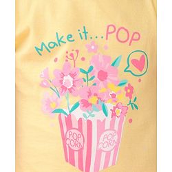 Babyhug Cotton Knit Frill Sleeves Floral Printed Night Suit - Yellow