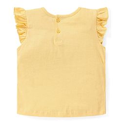 Babyhug Cotton Knit Frill Sleeves Floral Printed Night Suit - Yellow