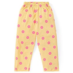 Babyhug Cotton Knit Frill Sleeves Floral Printed Night Suit - Yellow