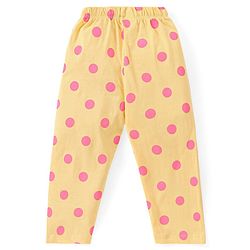 Babyhug Cotton Knit Frill Sleeves Floral Printed Night Suit - Yellow