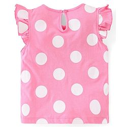 Babyhug Cotton A-Line Frill Sleeves Tops With Floral Graphics & Polka Dot Print Pack of 3 - Navy Pink & Yellow