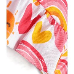 Babyhug Cotton Knit Sleeveless Nighty Heart and Sun Print - Multicolour