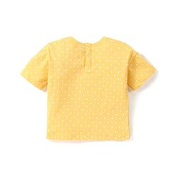 Babyhug Cotton Knit Crop T-Shirt with Drop Shoulder Half Sleeves in Floral Graphics - Yellow