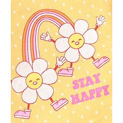 Babyhug Cotton Knit Crop T-Shirt with Drop Shoulder Half Sleeves in Floral Graphics - Yellow