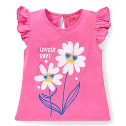 Babyhug Cotton Frill Sleeves Tops With Hearts Graphics Pack of 3 - Multicolor