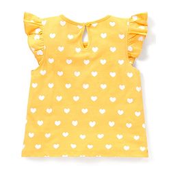 Babyhug Cotton Frill Sleeves Tops With Hearts Graphics Pack of 3 - Multicolor