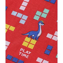 Babyhug 100% Cotton Knit Sleeveless Sando Dino Print - Red