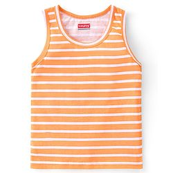 Babyhug 100% Cotton Knit Sleeveless Striped Sando - Orange