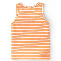 Babyhug 100% Cotton Knit Sleeveless Striped Sando - Orange