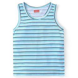 Babyhug 100% Cotton Knit Sleeveless Striped Sando - Blue