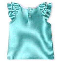 Babyhug Cotton Knit Frill Sleeves Top With  Swam Print - White & Blue