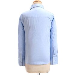 Babyhug Cotton Woven Full Sleeves Party Suit with Dobby Waistcoat & Bow - Light Blue & Grey