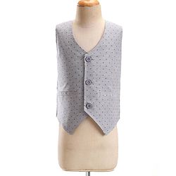 Babyhug Cotton Woven Full Sleeves Party Suit with Dobby Waistcoat & Bow - Light Blue & Grey