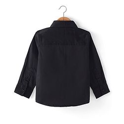 Babyhug Cotton Lycra Woven Full Sleeve Solid Shirt with Bow Applique - Black