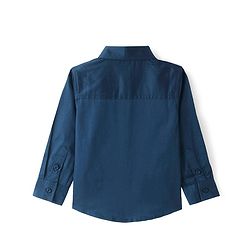 Babyhug Cotton Woven Full Sleeves Party Wear Solid Color Shirt with Bow - Blue