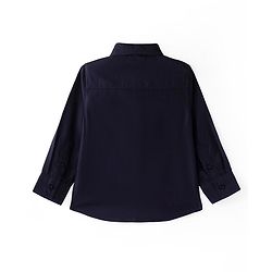Babyhug Cotton Woven Full Sleeves Party Shirt Solid Colour with Bow - Navy Blue